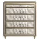 Lorient 5-drawer LED Chest of Drawers Ivory and Camel
