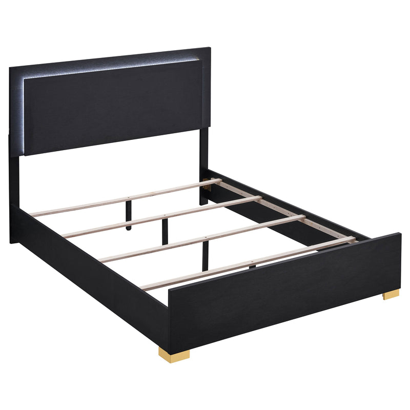 Marceline Wood  LED Panel Bed Black