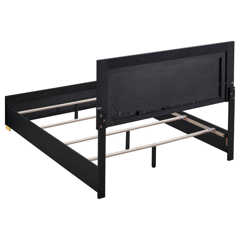 Marceline Wood  LED Panel Bed Black