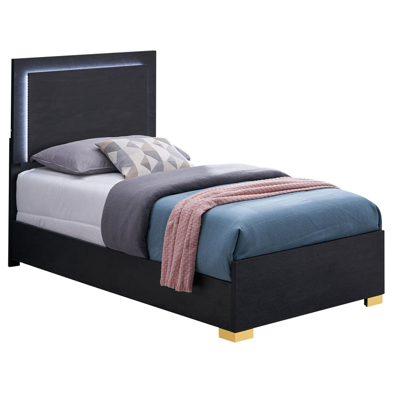 Marceline Wood  LED Panel Bed Black