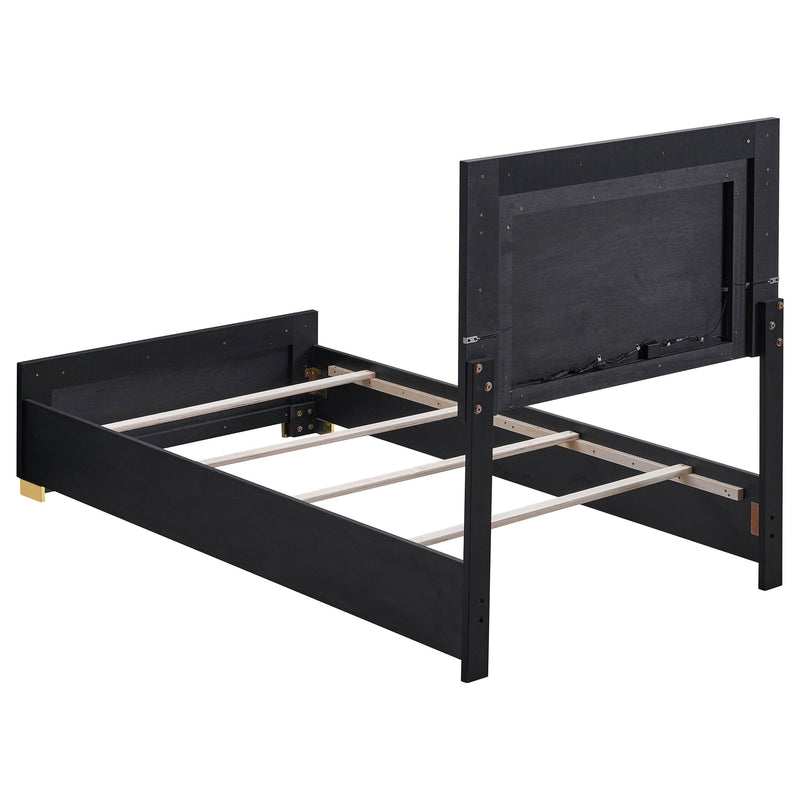 Marceline Wood  LED Panel Bed Black