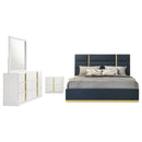 Ines  Bedroom Set Grey/Navy and White High Gloss