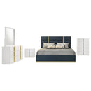 Ines  Bedroom Set Grey/Navy and White High Gloss