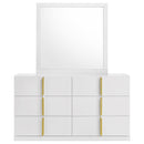 Ines 6-drawer Bedroom Dresser with Mirror Cabinet White High Gloss
