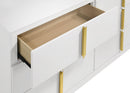 Ines 6-drawer Bedroom Dresser with Mirror Cabinet White High Gloss