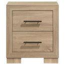 Arielle 2-drawer Bedroom Nightstand with Casters Light Oak