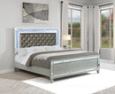 Gunnison Wood California King LED Panel Bed Silver Metallic