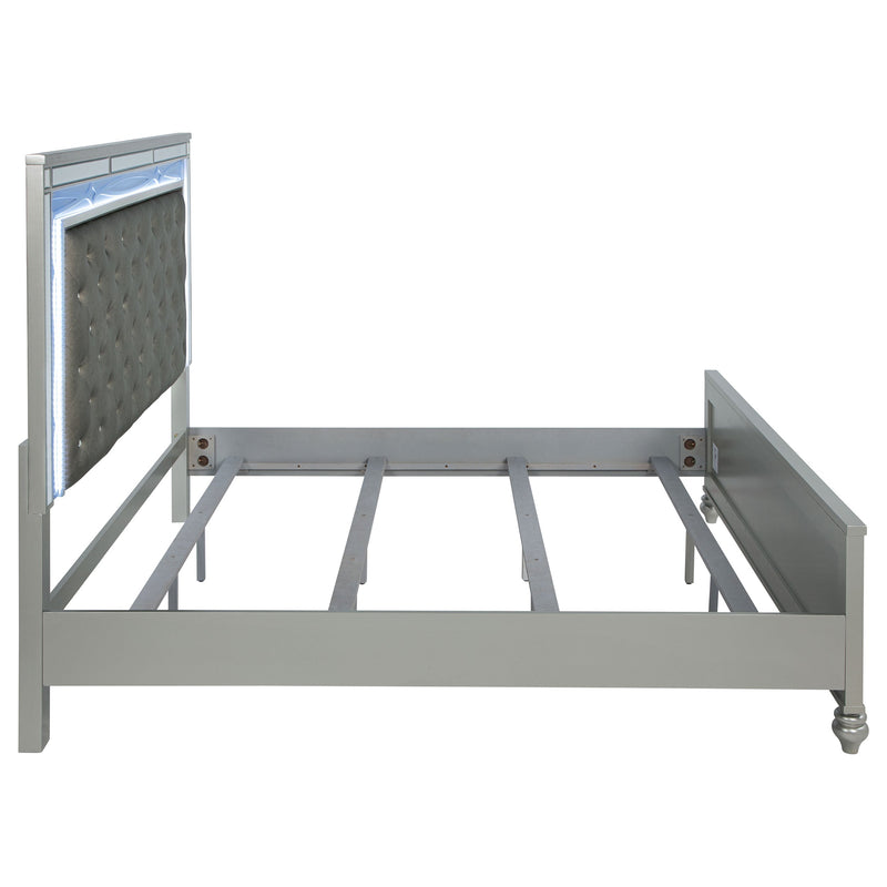Gunnison Wood California King LED Panel Bed Silver Metallic