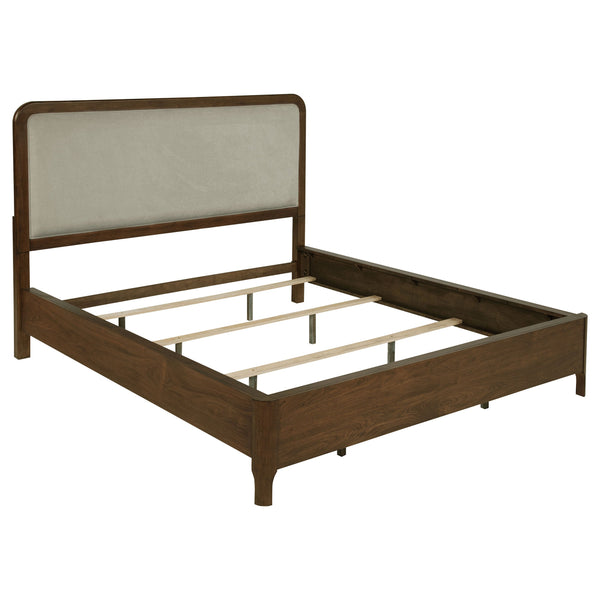 Maderia 57-inch Upholstered California King Panel Bed Walnut