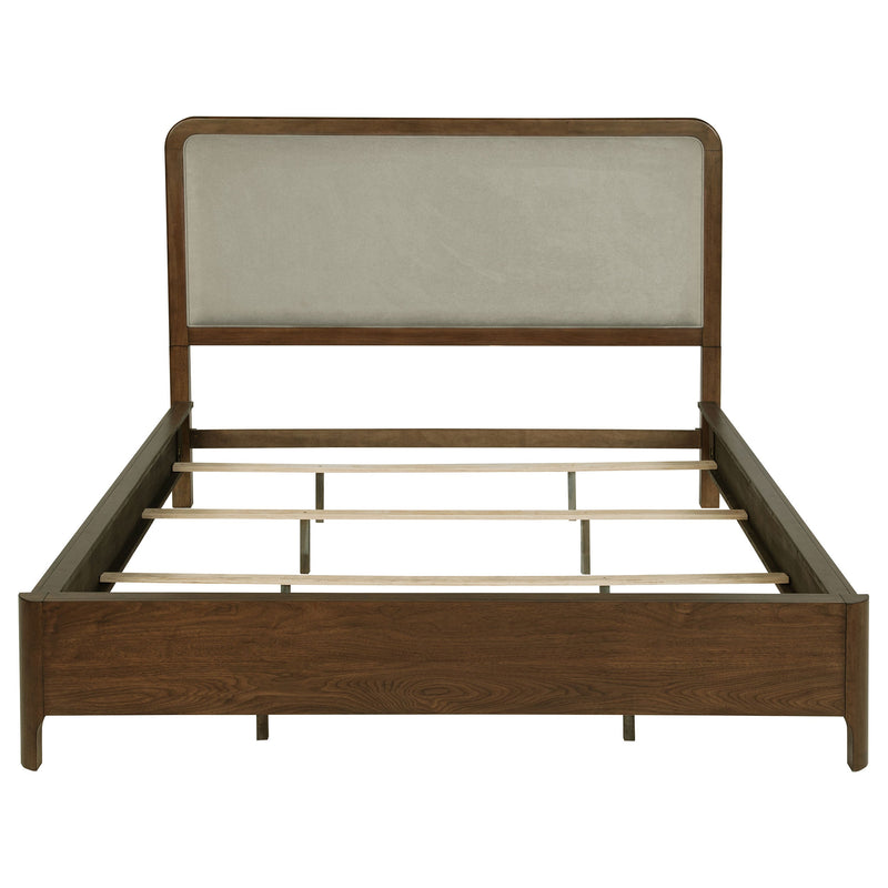 Maderia 57-inch Upholstered California King Panel Bed Walnut