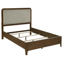 Maderia 57-inch Upholstered California King Panel Bed Walnut