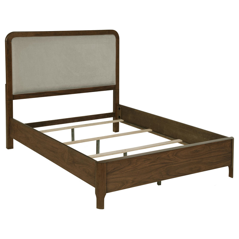 Maderia 57-inch Upholstered California King Panel Bed Walnut