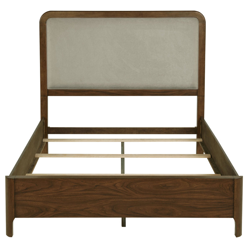 Maderia 57-inch Upholstered California King Panel Bed Walnut