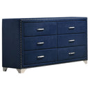 Melody 6-drawer Upholstered Dresser Grey