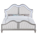 Evangeline Wood LED Panel Bed Silver Oak