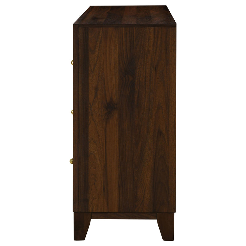 Welsley 6-drawer Dresser and Mirror Walnut