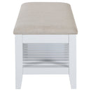 Bexhill Upholstered Rectangular Bench with Shelf White