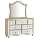 Antonella 7-drawer Upholstered Dresser Ivory and Camel