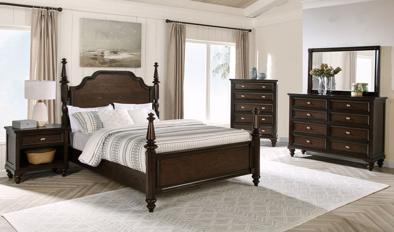Andover 63-inch Four Poster Bed Dark Oak