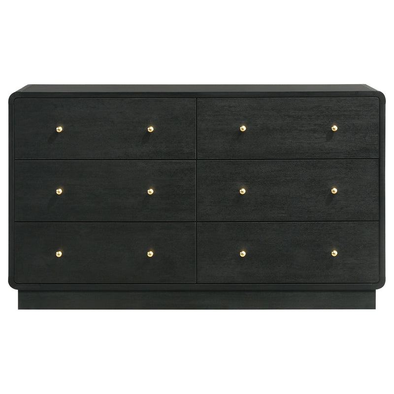 Cavelle 6-drawer Dresser and Mirror Black