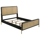 Arini Rattan California King Panel Bed Black and Natural