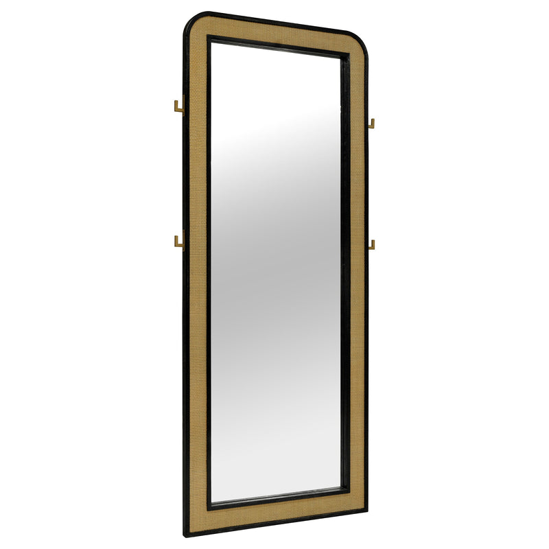 Arini Cane Weave  Length Standing Floor Mirror Black