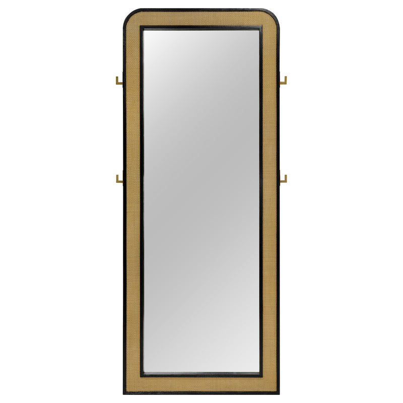 Arini Cane Weave  Length Standing Floor Mirror Black