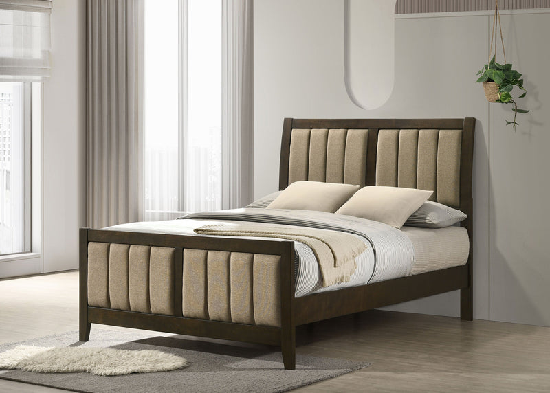 Wilkes 51-inch Upholstered California King Bed Dark Cocoa