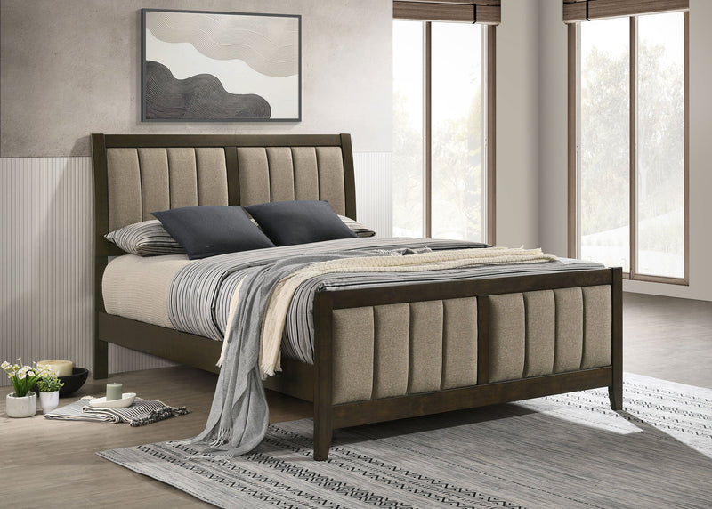 Wilkes 51-inch Upholstered California King Bed Dark Cocoa