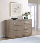 Kenora 6-drawer Dresser and Mirror Barley Brown