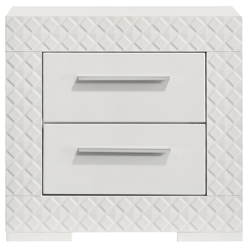 Ives 2-drawer Nightstand Bedside Table Grey High Gloss