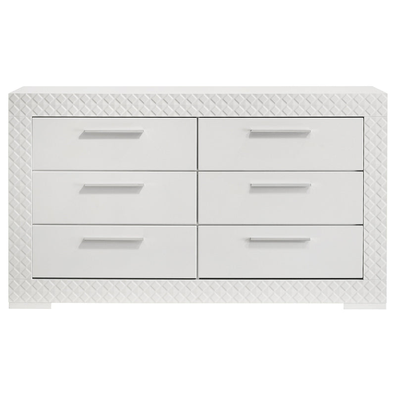 Ives 6-drawer Dresser and Mirror Grey High Gloss