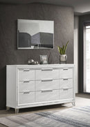 Marmore 9-drawer Dresser and LED Mirror White