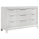 Marmore 9-drawer Dresser and LED Mirror White