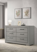 Ives 6-drawer Dresser and Mirror Grey High Gloss