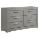 Ives 6-drawer Dresser and Mirror Grey High Gloss