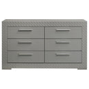 Ives 6-drawer Dresser and Mirror Grey High Gloss