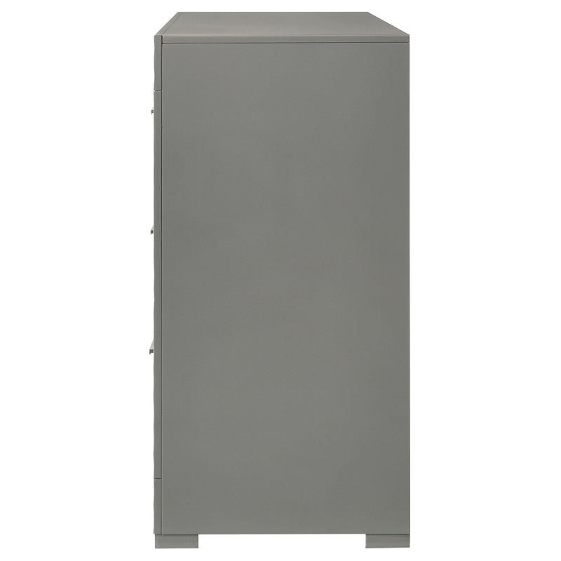 Ives 6-drawer Dresser and Mirror Grey High Gloss