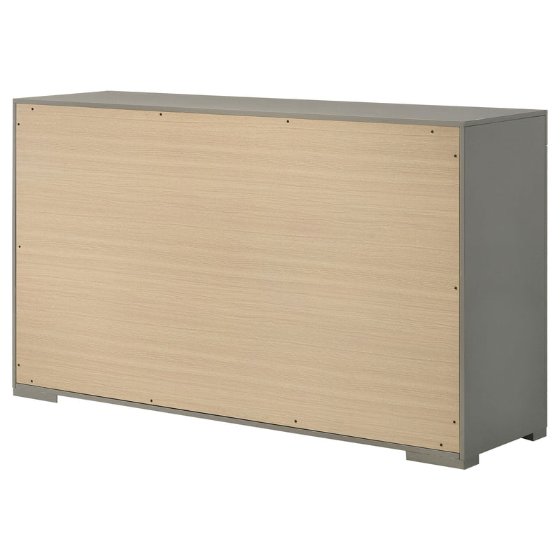 Ives 6-drawer Dresser and Mirror Grey High Gloss