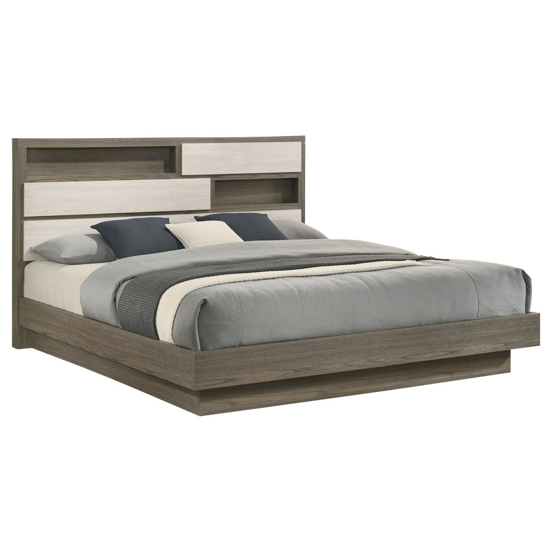 Fenwick California King Bed Bookcase Headboard Grey Oak