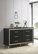 Lucia 6-drawer Dresser and Mirror Black
