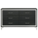 Lucia 6-drawer Dresser and Mirror Black