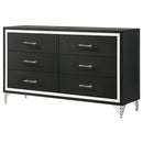 Lucia 6-drawer Dresser and Mirror Black