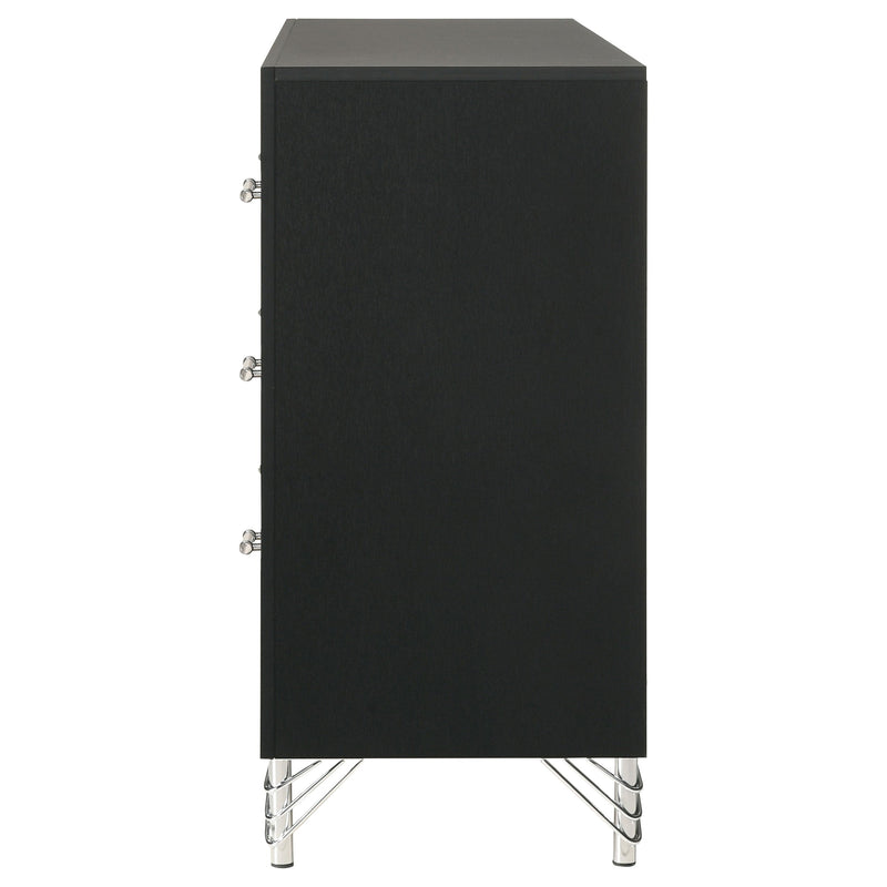 Lucia 6-drawer Dresser and Mirror Black