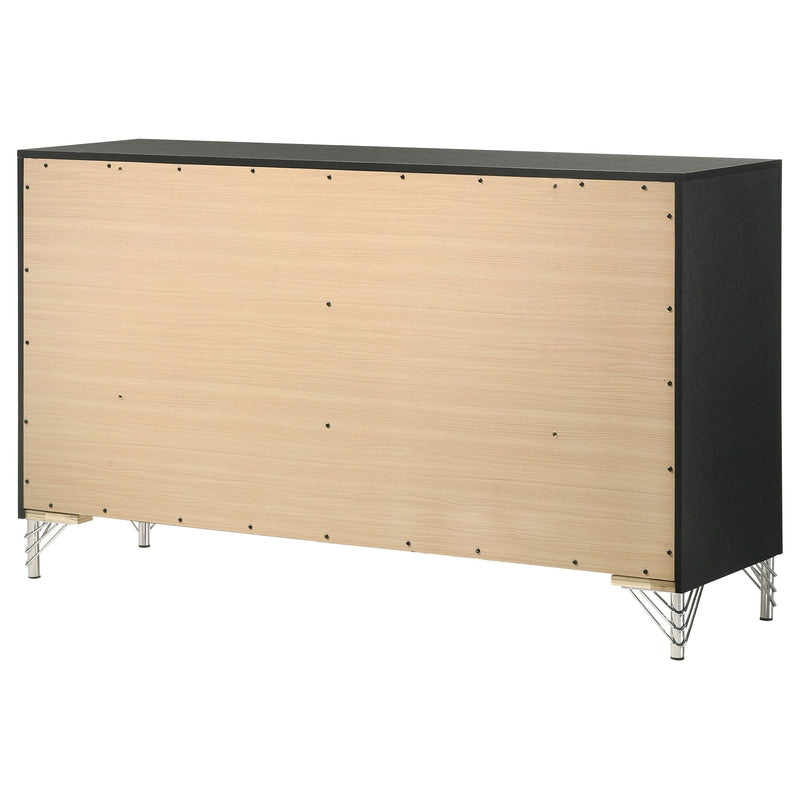 Lucia 6-drawer Dresser and Mirror Black