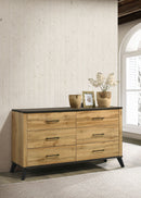 Kaywood 6-drawer Dresser and Mirror Natural Pine