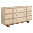 Kailani 9-drawer Dresser and Mirror Beige Oak