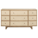 Kailani 9-drawer Dresser and Mirror Beige Oak