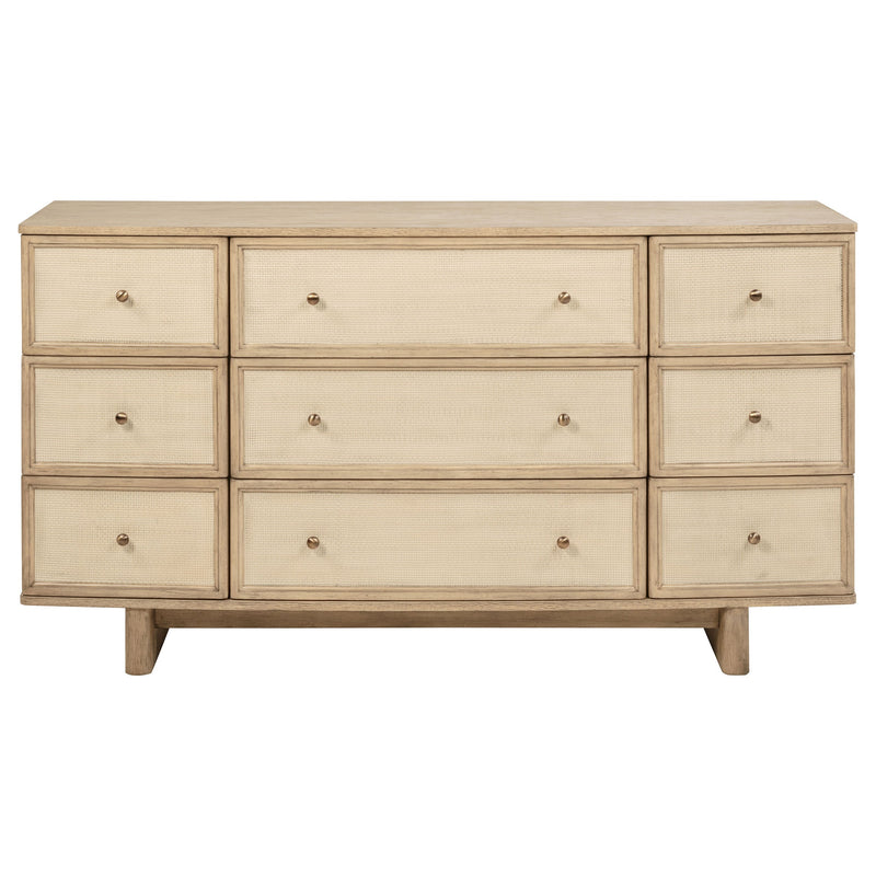 Kailani 9-drawer Dresser and Mirror Beige Oak
