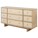 Kailani 9-drawer Dresser and Mirror Beige Oak